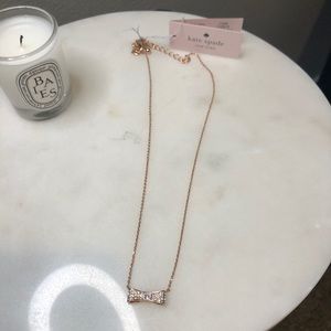 Kate Spade Pave Bow Necklace in Rose Gold